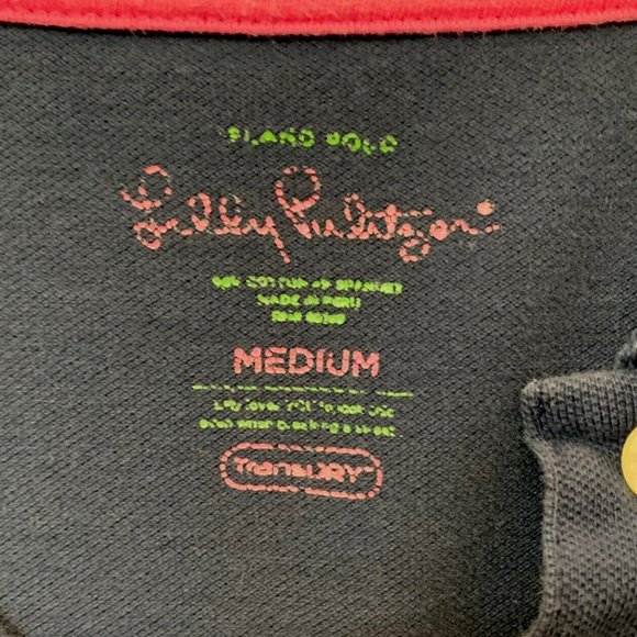 Lilly Pulitzer Short Sleeve Golf Tennis Polo Shirt Size Medium Blue Some Fading - Picture 5 of 7